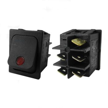 Five Terminal Black Switch With LED